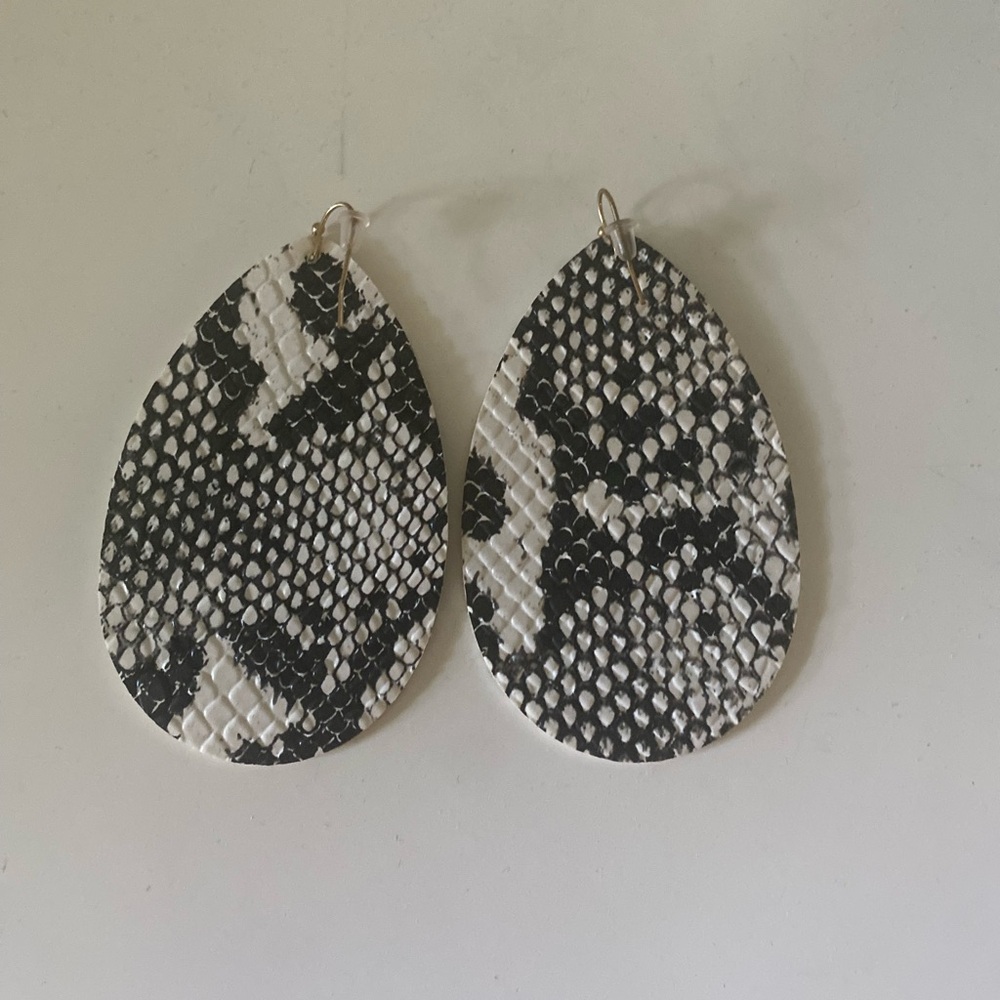 Snakeskin Leather Statement Earrings